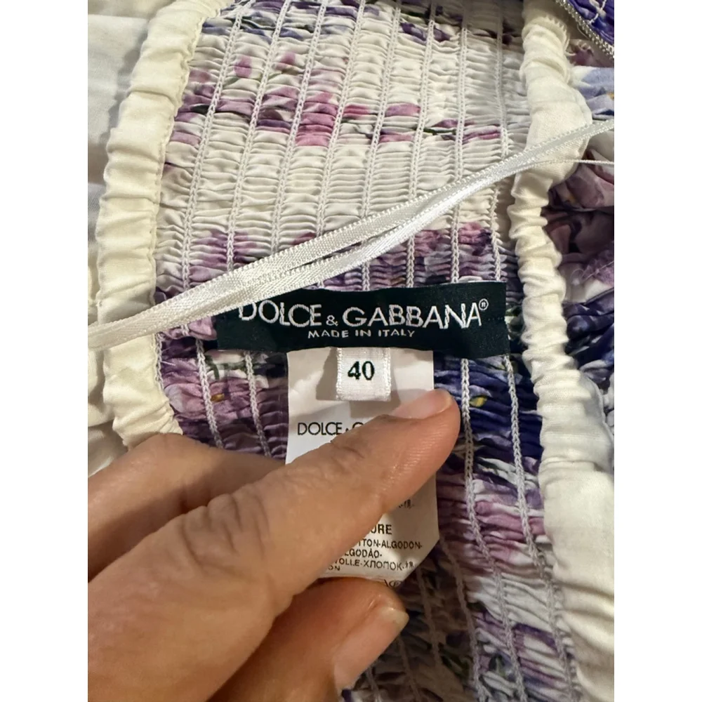Women's Dolce & Gabbana Mini Dress Size 6 White Purple Floral - Picture 4 of 6